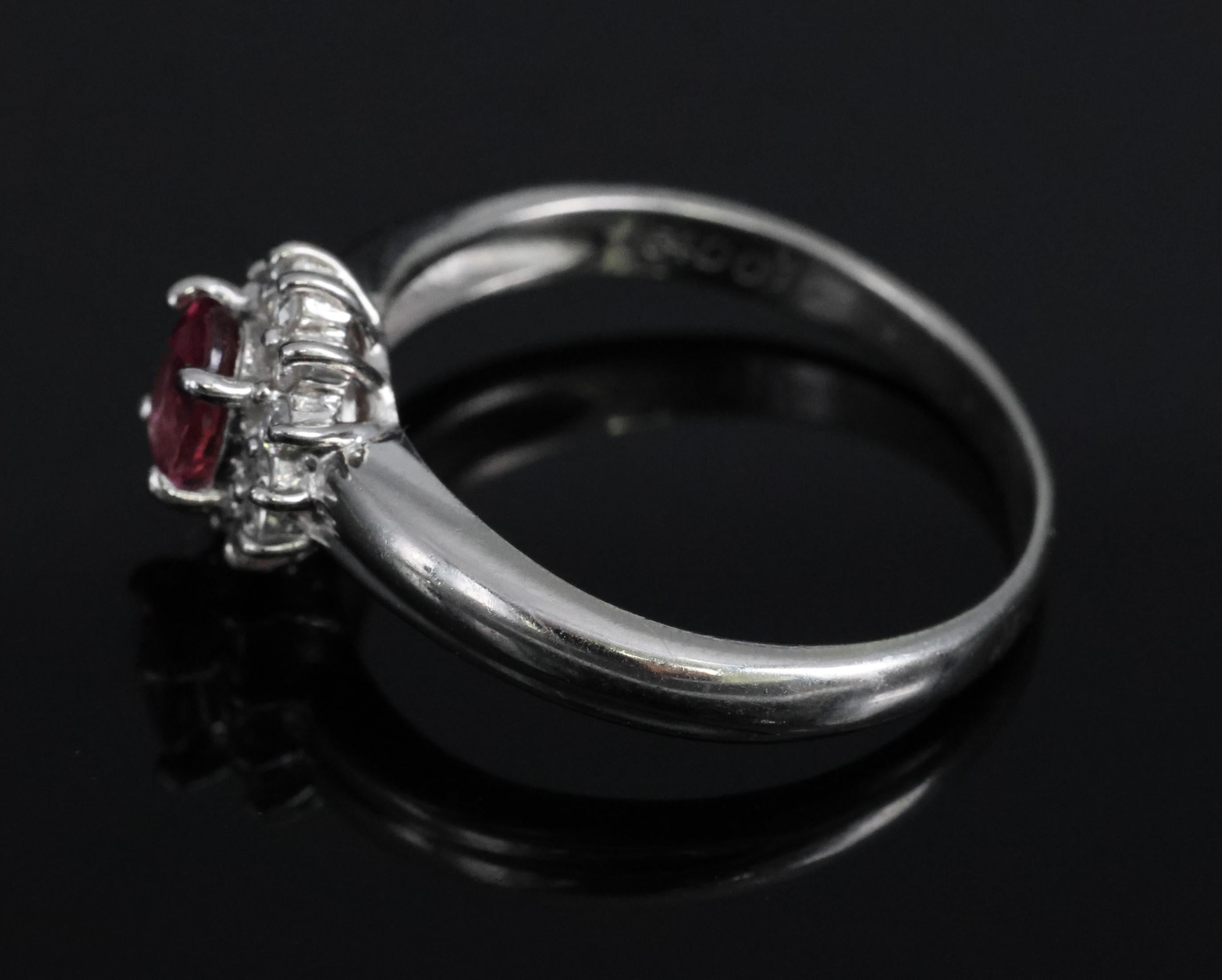 Fine 0.54ct Padparadscha Sapphire & 0.15ct Diamond Platinum Ring Size 7.5, 4.62g