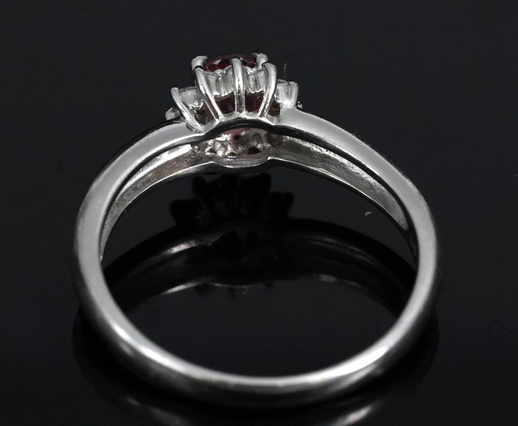 Fine 0.54ct Padparadscha Sapphire & 0.15ct Diamond Platinum Ring Size 7.5, 4.62g