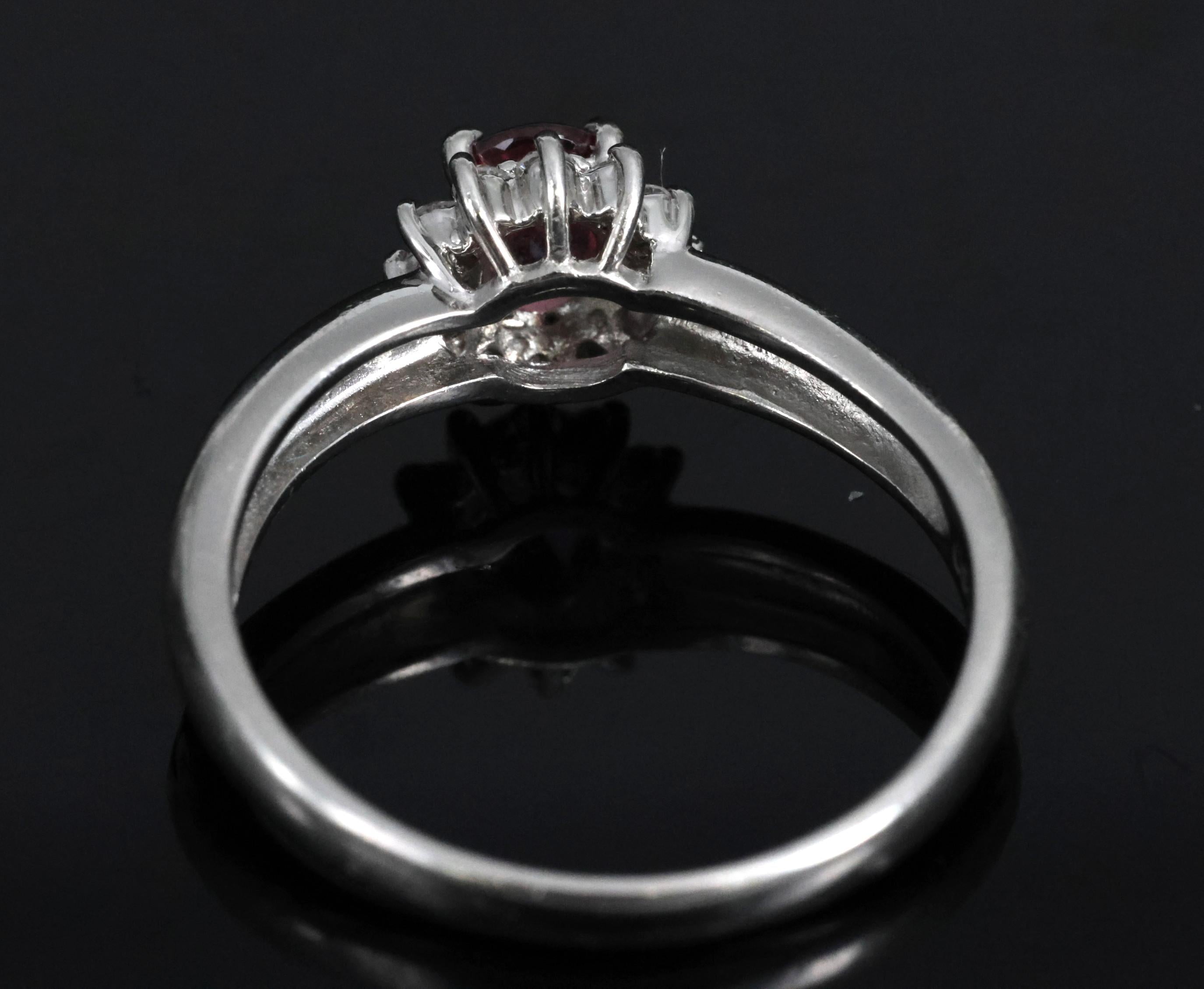 Fine 0.54ct Padparadscha Sapphire & 0.15ct Diamond Platinum Ring Size 7.5, 4.62g