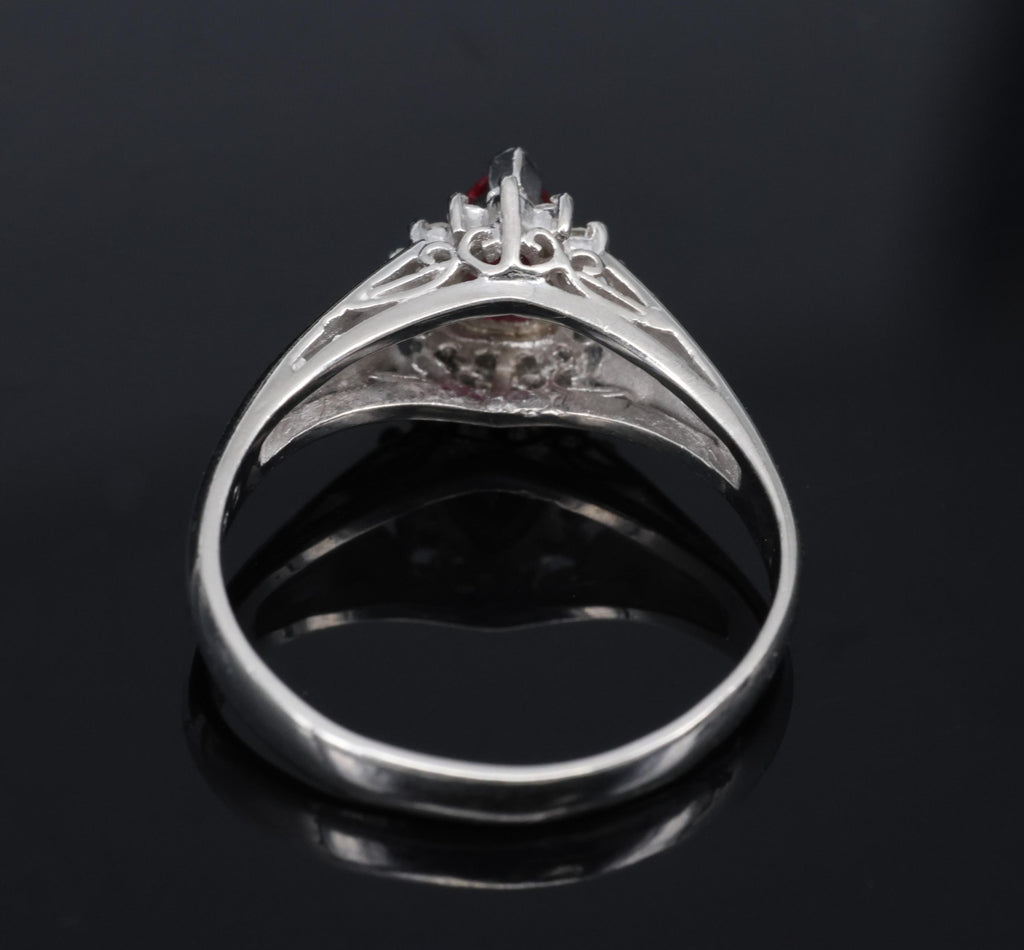 Vintage 0.34ct Intense Red Natural Ruby & 0.12ct Diamond Platinum Ring Size 5.75