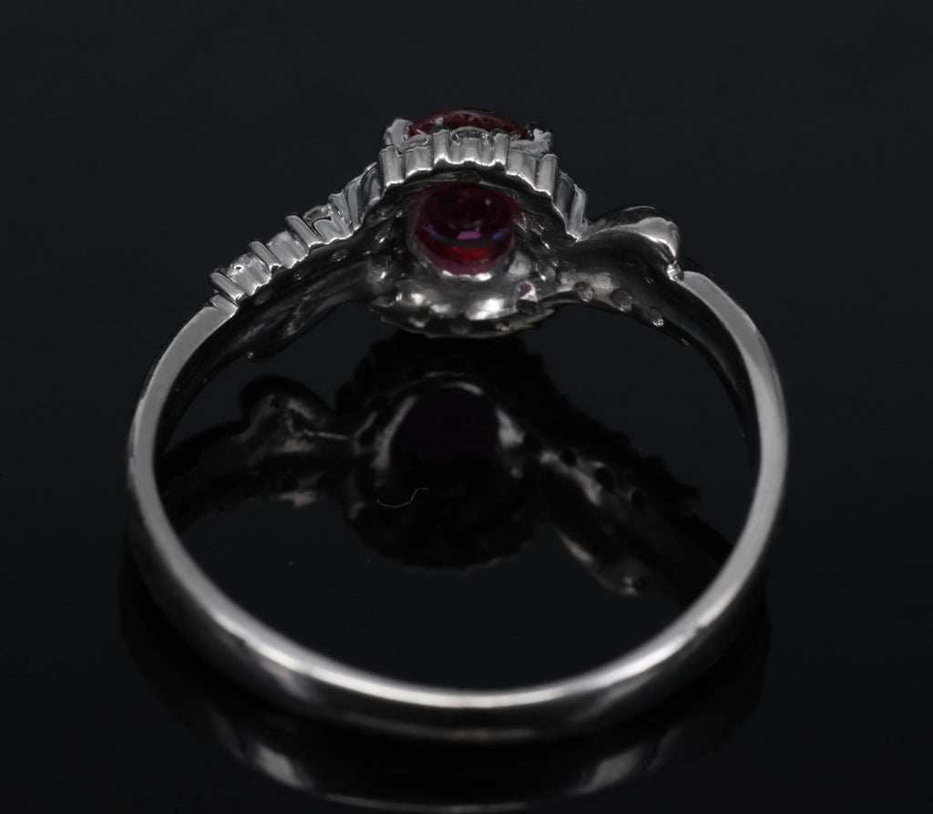 Vintage 0.38ct Vivid Red Natural Ruby & 0.14ct Diamond Platinum Ring Size 4.5
