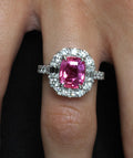 3.85ct GIA Vivid Pink Ceylon Sapphire & 1.49ct Diamond Platinum Ring, Size 4.25