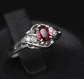 Fine 0.28ct Intense Red Ruby & 0.06ct Diamond Handmade Platinum Ring Size 3.25