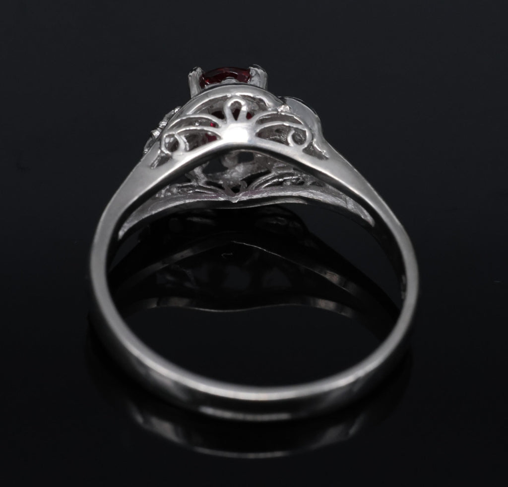 Fine 0.28ct Intense Red Ruby & 0.06ct Diamond Handmade Platinum Ring Size 3.25