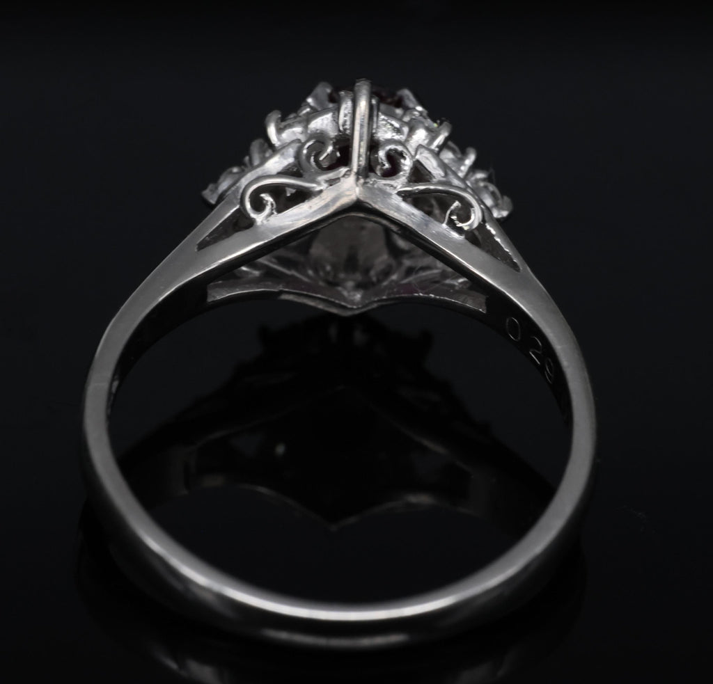 Vintage 0.29ct Natural Intense Red Ruby & 0.14ct Diamond Platinum Ring Size 4.5