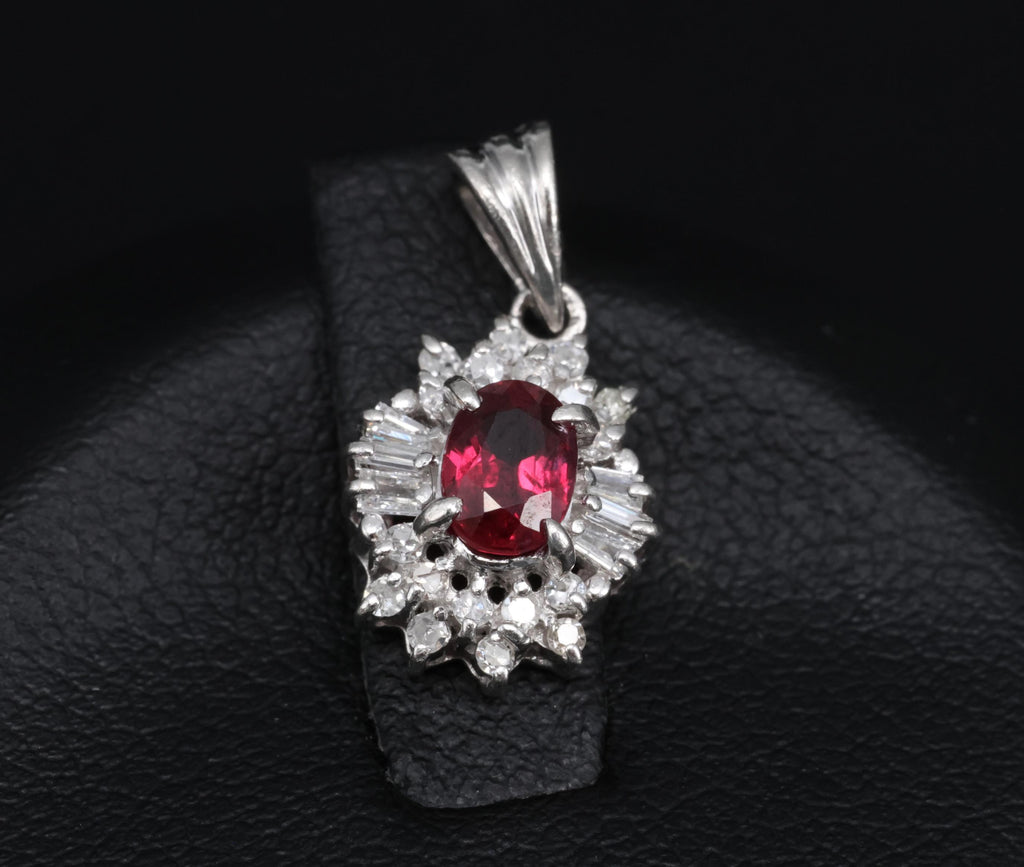 Fine 0.56ct Vivid Red Natural Ruby & 0.20ct Diamond Platinum Pendant, 2.02g