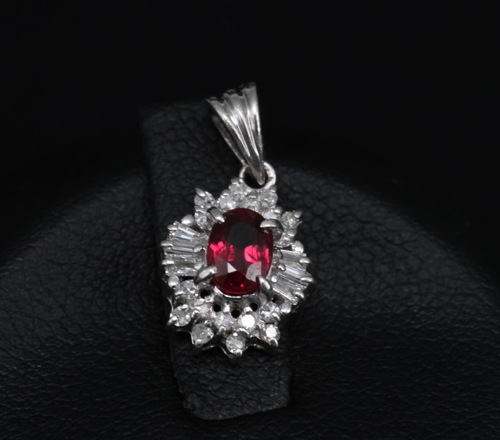 Fine 0.56ct Vivid Red Natural Ruby & 0.20ct Diamond Platinum Pendant, 2.02g