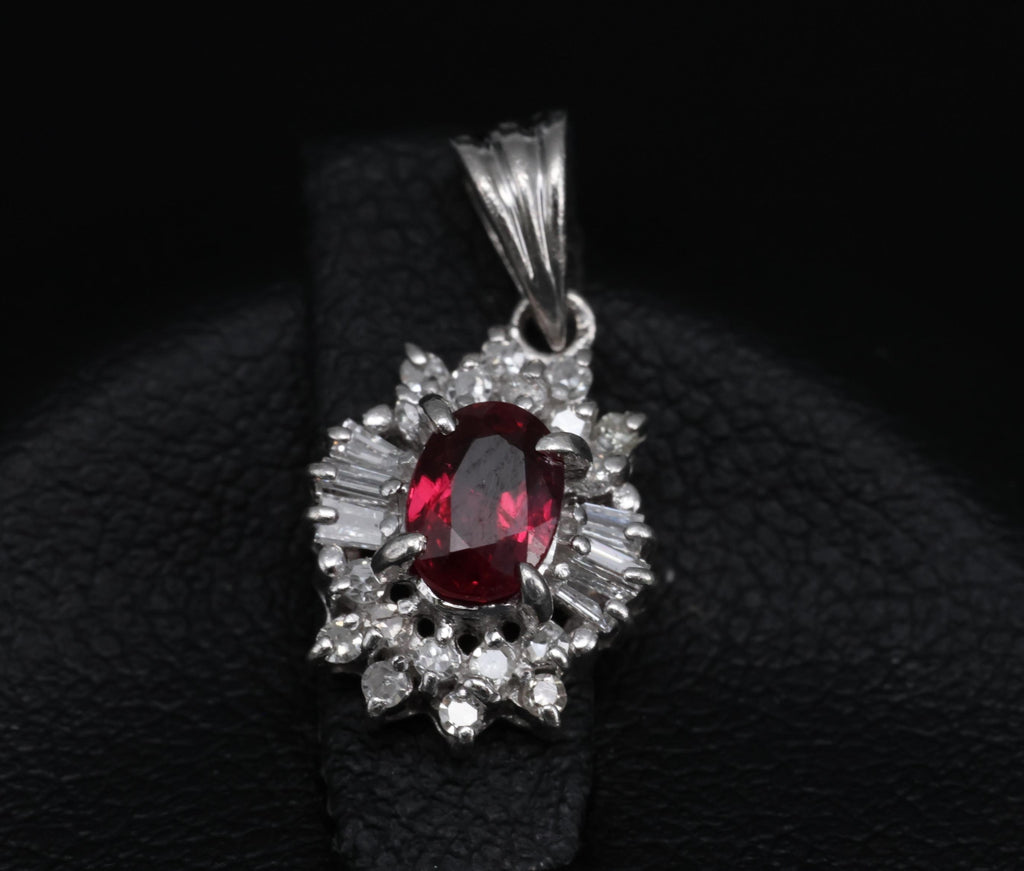 Fine 0.56ct Vivid Red Natural Ruby & 0.20ct Diamond Platinum Pendant, 2.02g