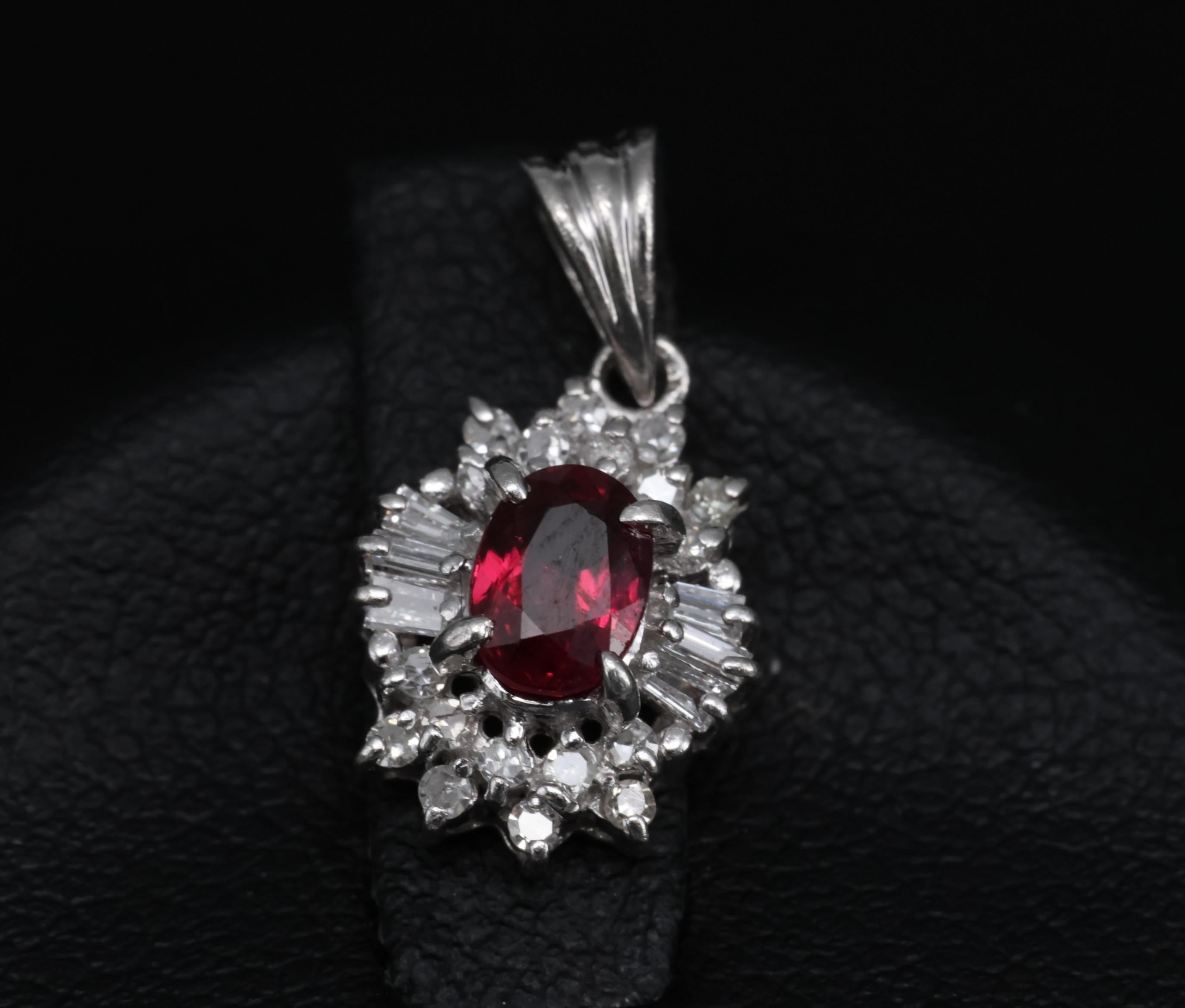 Fine 0.56ct Vivid Red Natural Ruby & 0.20ct Diamond Platinum Pendant, 2.02g