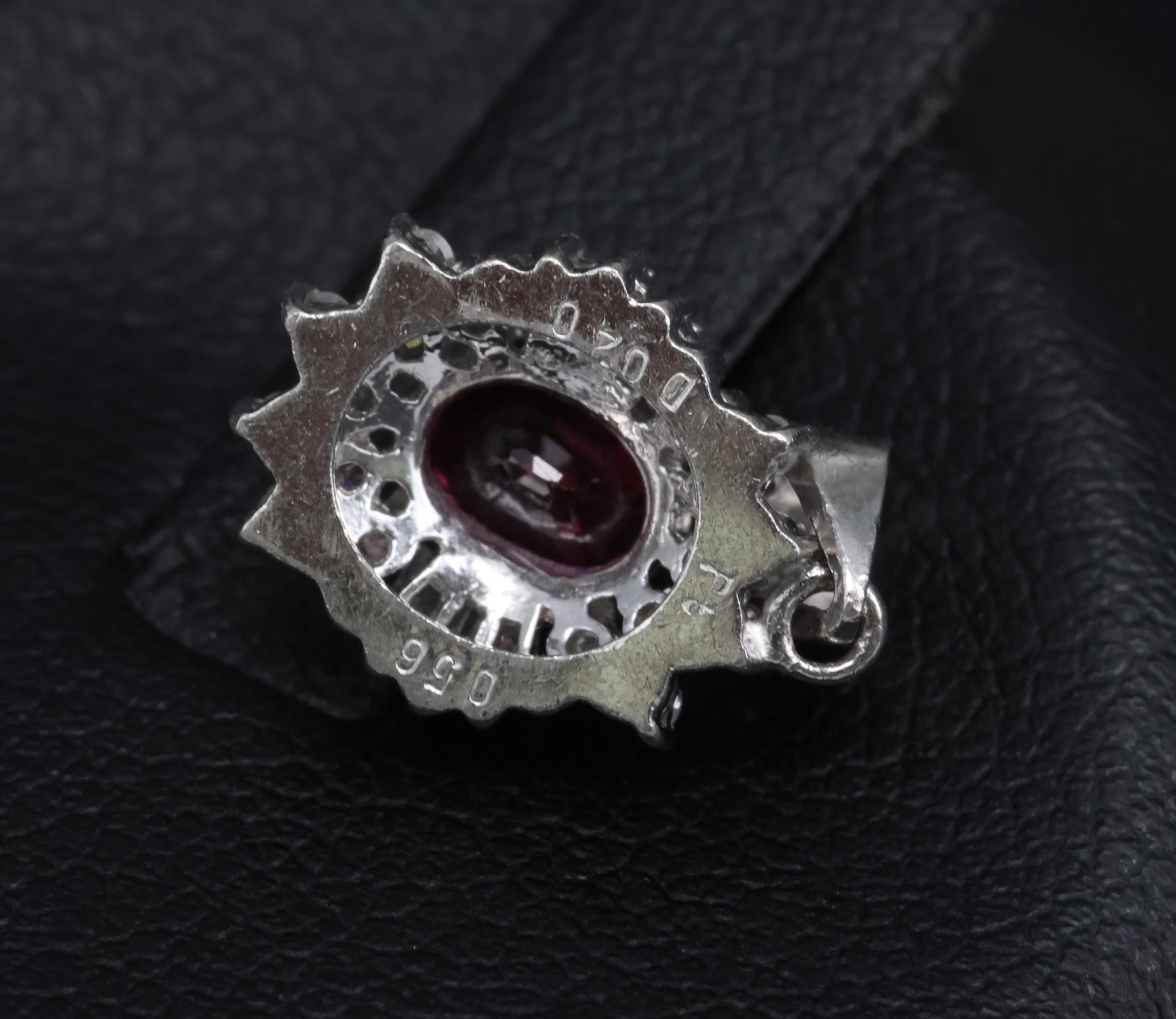 Fine 0.56ct Vivid Red Natural Ruby & 0.20ct Diamond Platinum Pendant, 2.02g