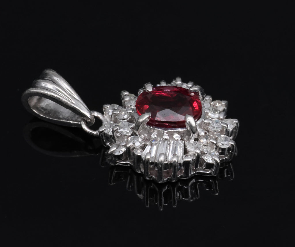 Fine 0.56ct Vivid Red Natural Ruby & 0.20ct Diamond Platinum Pendant, 2.02g