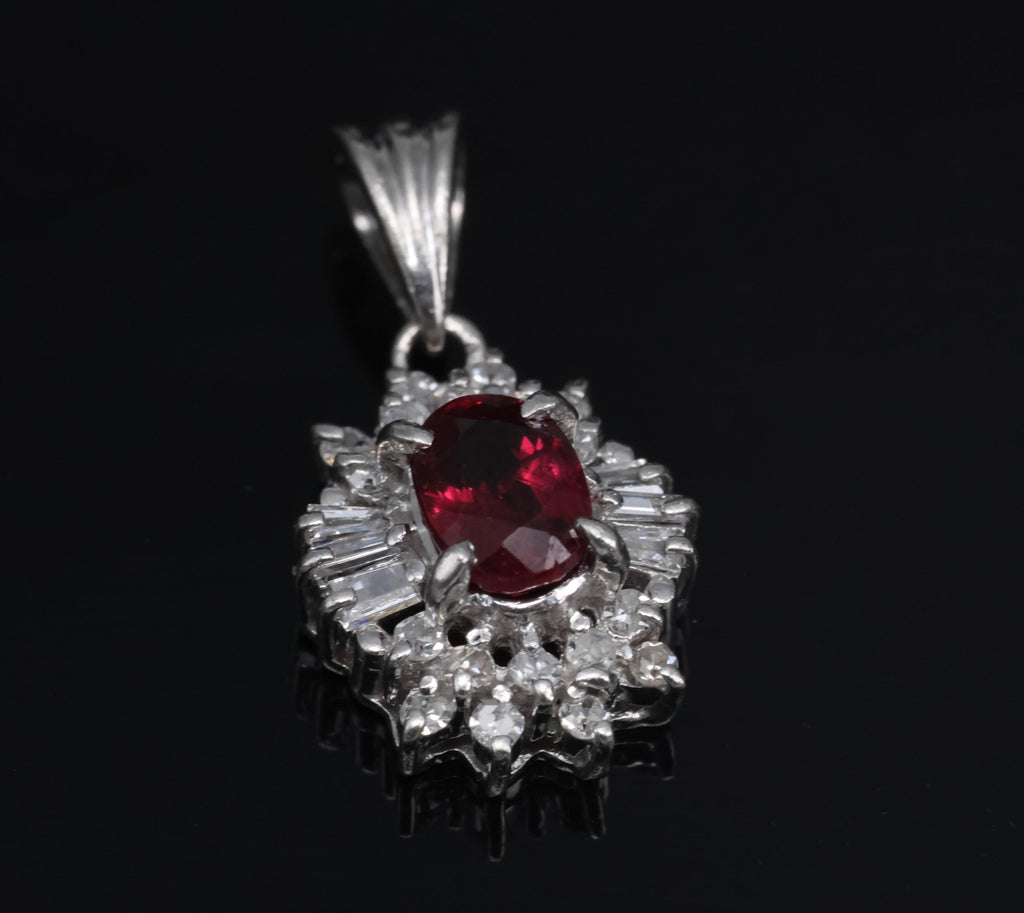 Fine 0.56ct Vivid Red Natural Ruby & 0.20ct Diamond Platinum Pendant, 2.02g