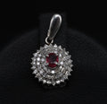 Vintage 0.20ct Natural Ruby & 0.33ct Diamond Triple Halo Platinum Pendant, 2.12g