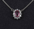 Rare 0.60ct Padparadscha Pink Sapphire 0.23ct Diamond 16 Inch Platinum Necklace