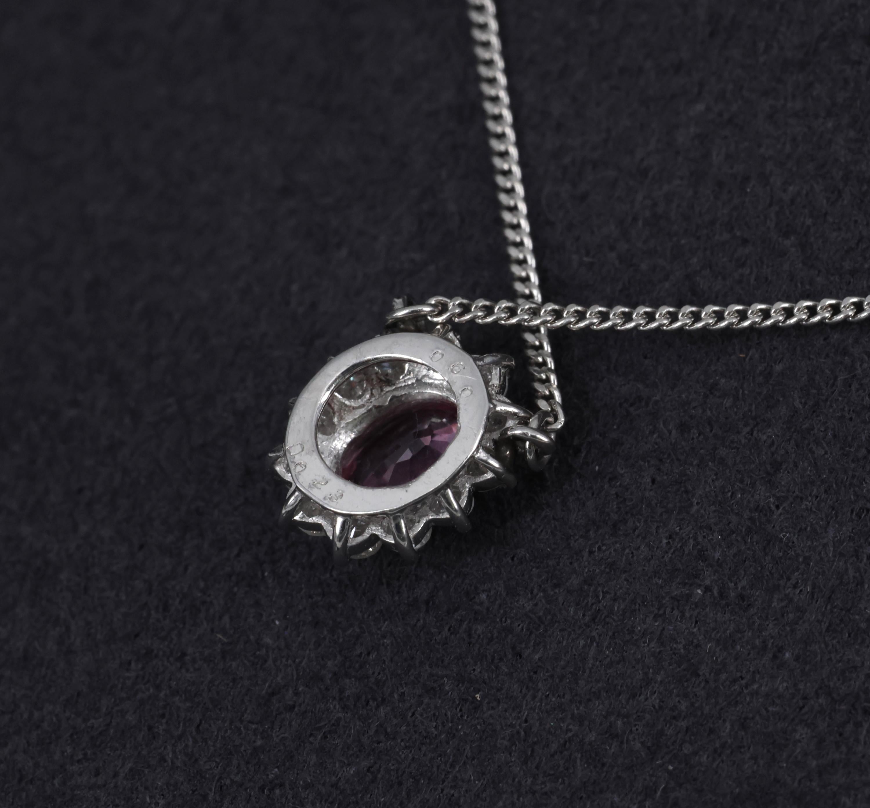 Rare 0.60ct Padparadscha Pink Sapphire 0.23ct Diamond 16 Inch Platinum Necklace