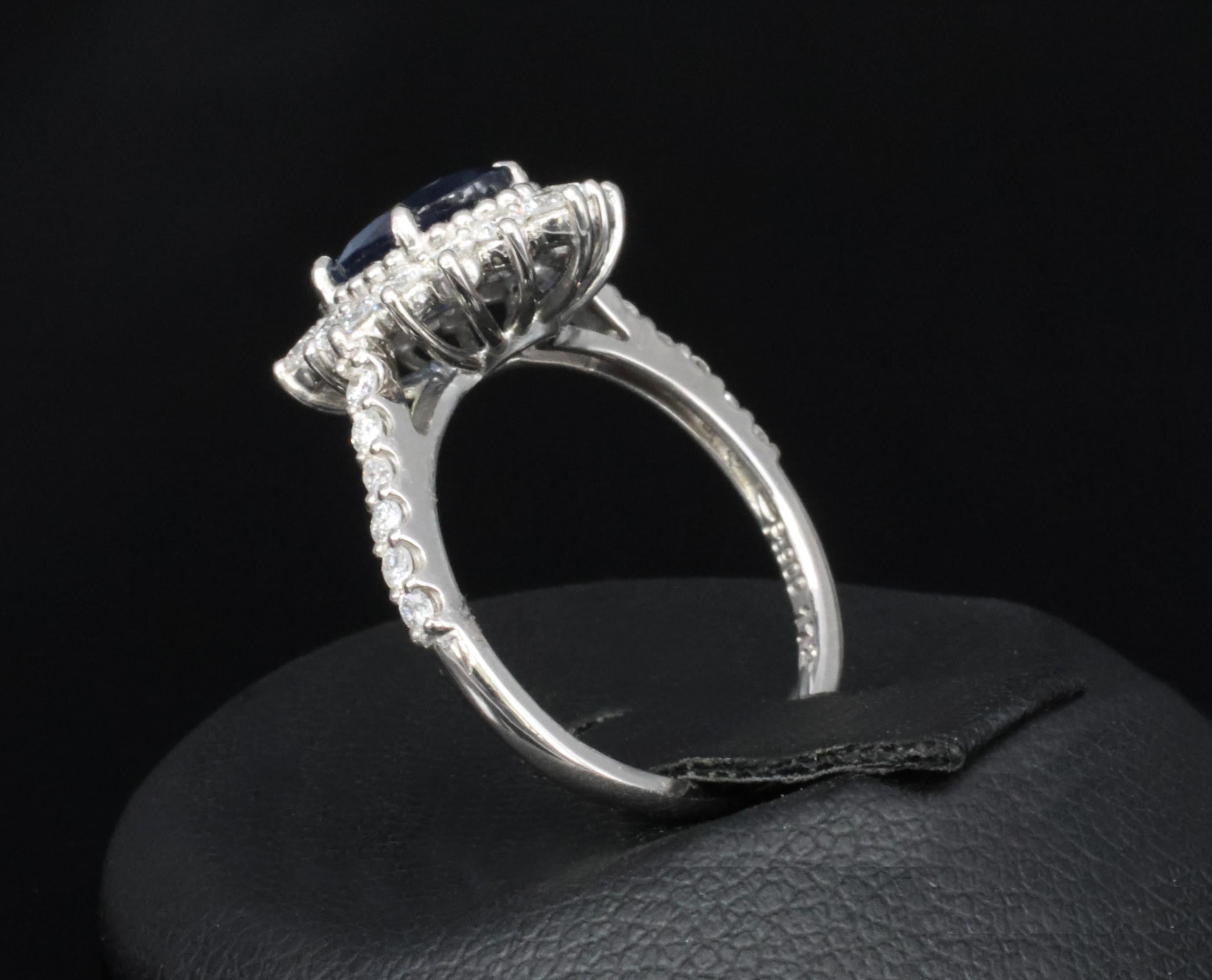 Fine 1.72ct GIA Blue Sapphire & 0.78ct Diamond Platinum Ring Size 5.75