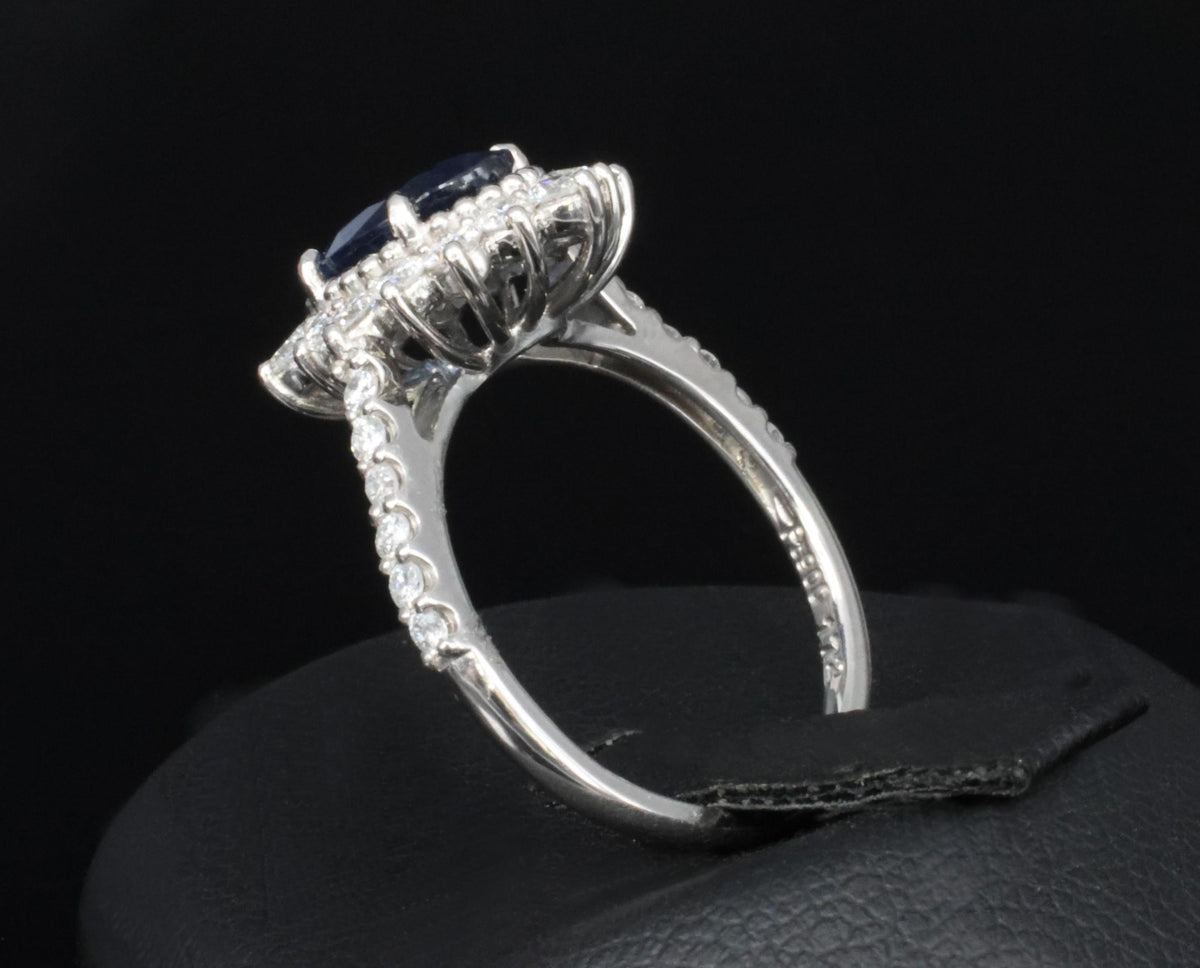 Fine 1.72ct GIA Blue Sapphire & 0.78ct Diamond Platinum Ring Size 5.75