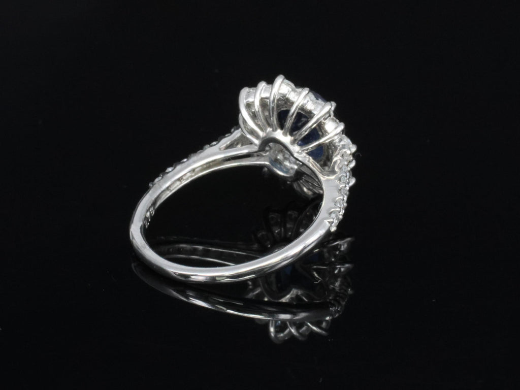 Fine 1.72ct GIA Blue Sapphire & 0.78ct Diamond Platinum Ring Size 5.75