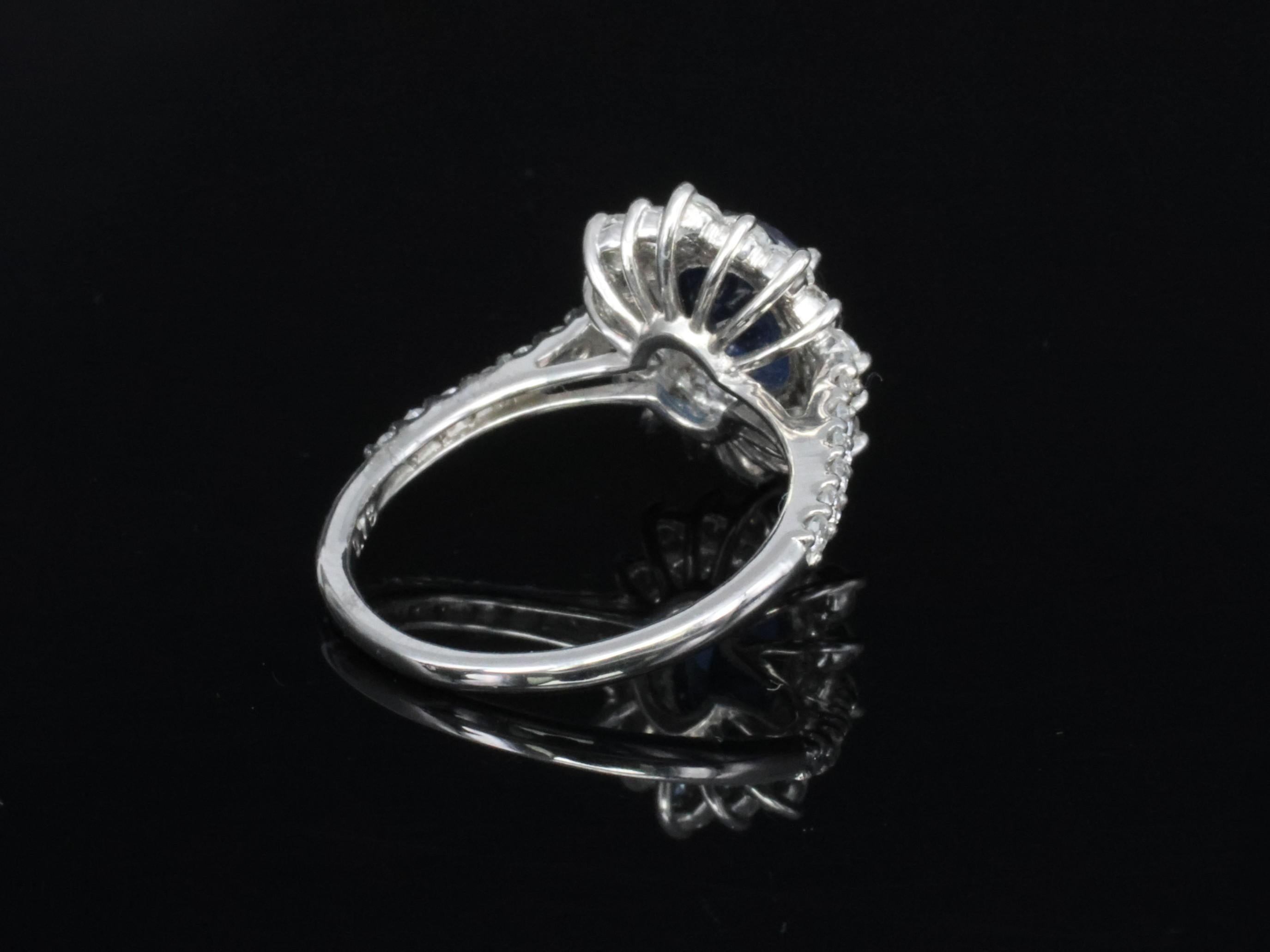 Fine 1.72ct GIA Blue Sapphire & 0.78ct Diamond Platinum Ring Size 5.75