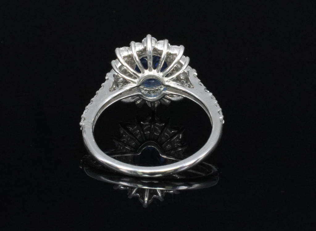 Fine 1.72ct GIA Blue Sapphire & 0.78ct Diamond Platinum Ring Size 5.75