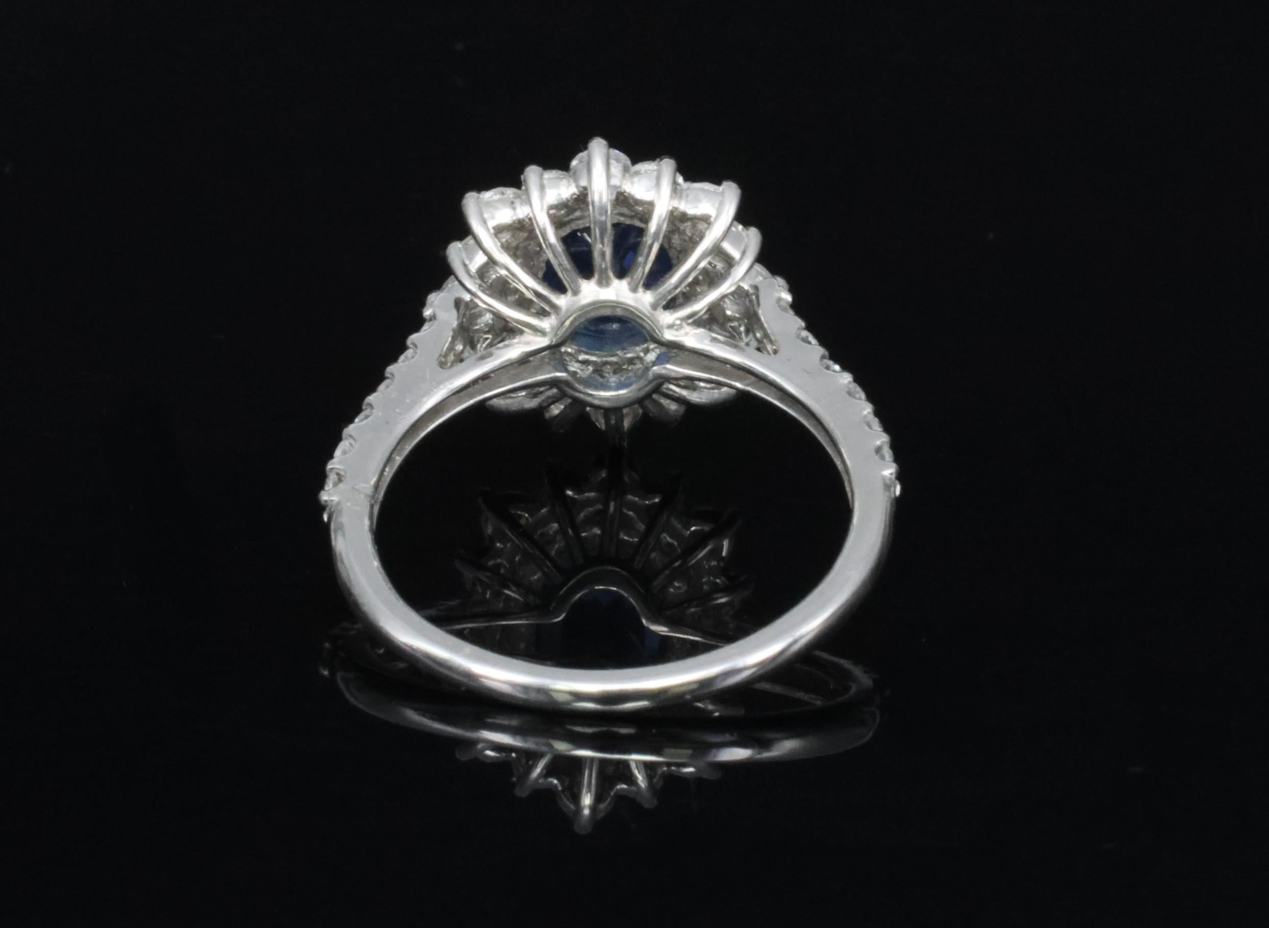 Fine 1.72ct GIA Blue Sapphire & 0.78ct Diamond Platinum Ring Size 5.75