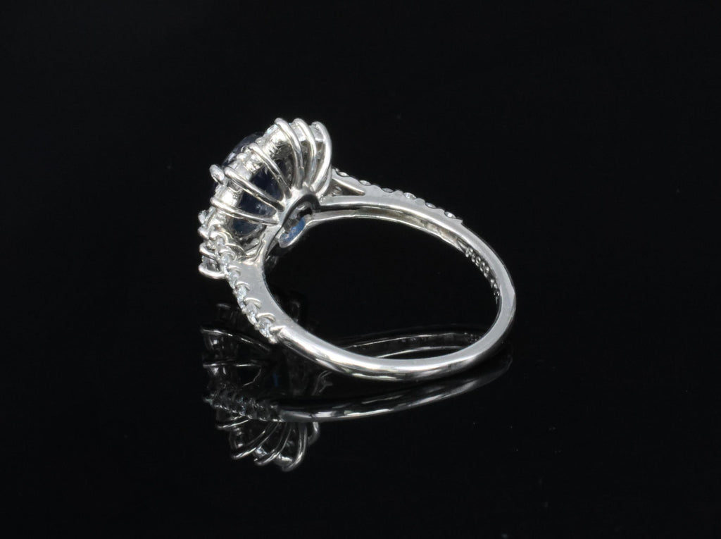Fine 1.72ct GIA Blue Sapphire & 0.78ct Diamond Platinum Ring Size 5.75