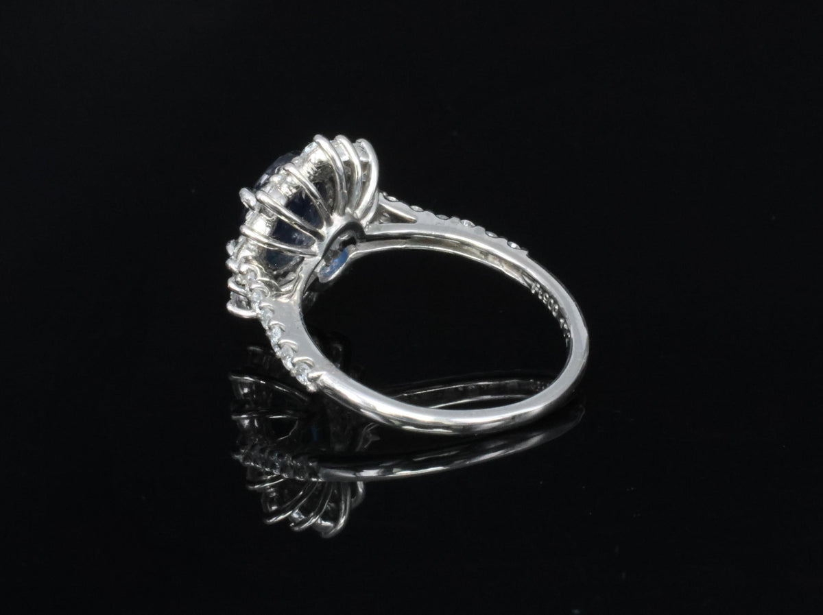 Fine 1.72ct GIA Blue Sapphire & 0.78ct Diamond Platinum Ring Size 5.75
