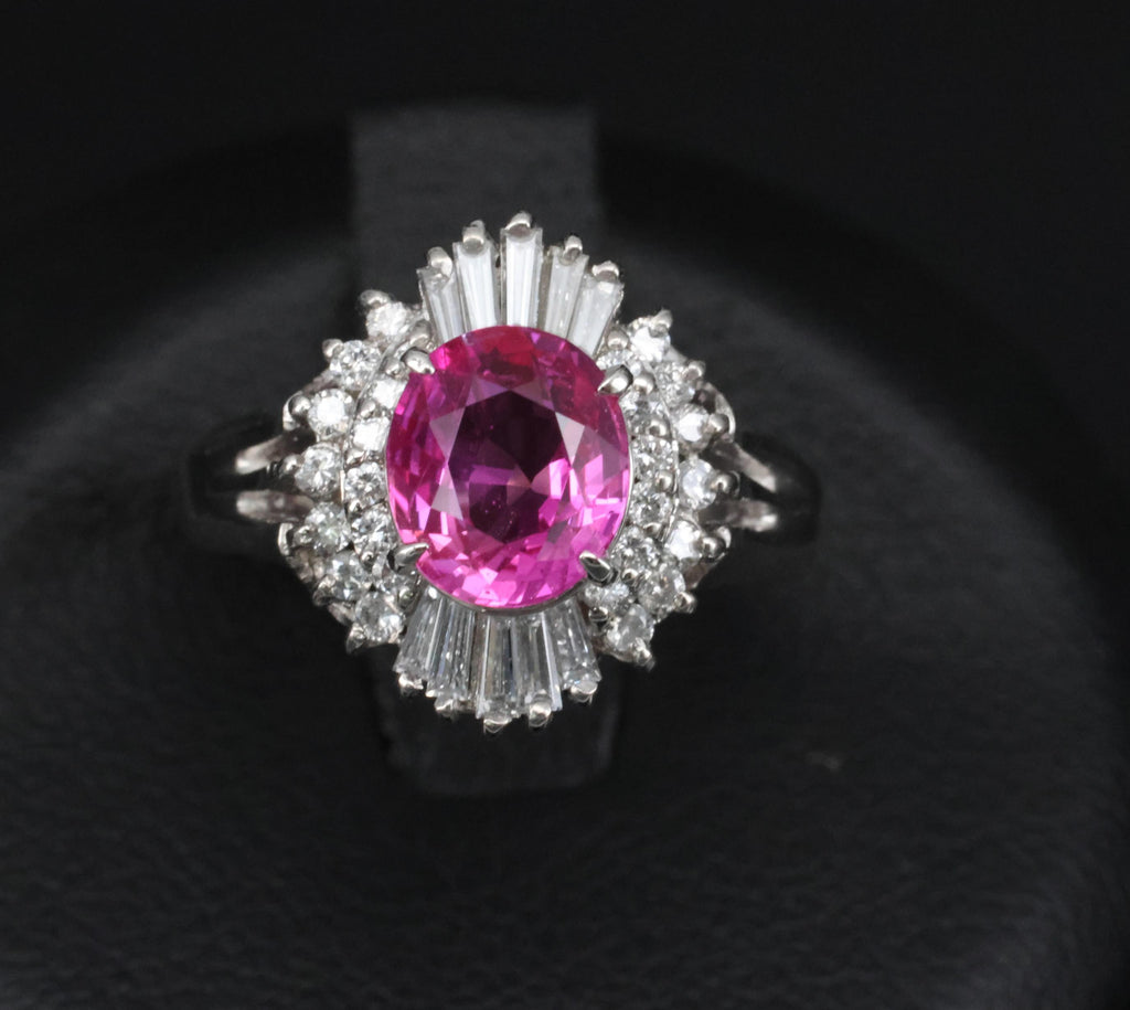 1.21ct GIA Burma No Heat Pink Sapphire & 0.40ct Diamond Platinum Ring, Size 4.5