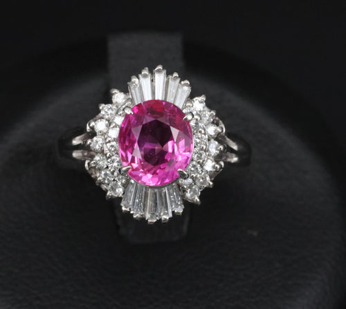 1.21ct GIA Burma No Heat Pink Sapphire & 0.40ct Diamond Platinum Ring, Size 4.5