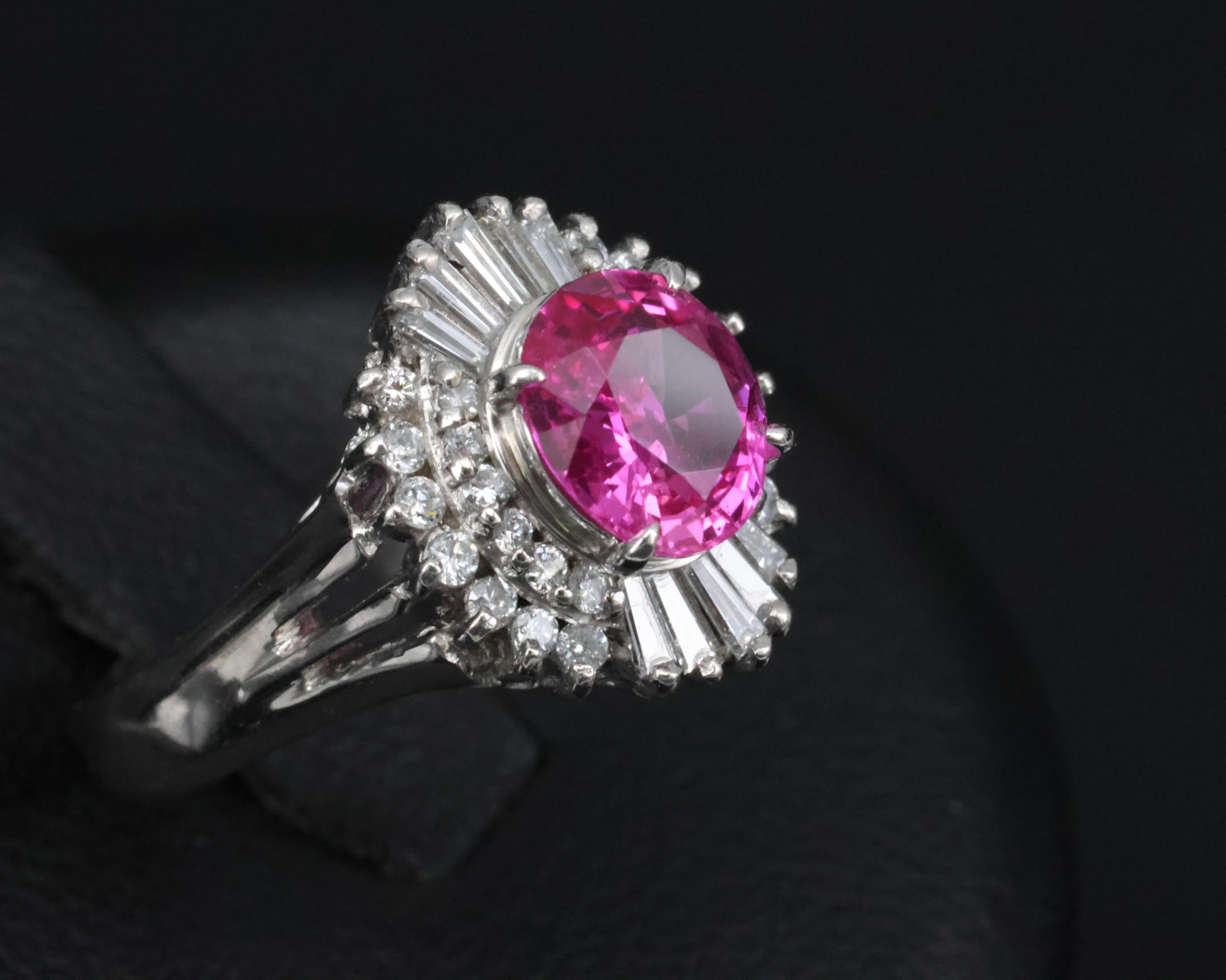 1.21ct GIA Burma No Heat Pink Sapphire & 0.40ct Diamond Platinum Ring, Size 4.5