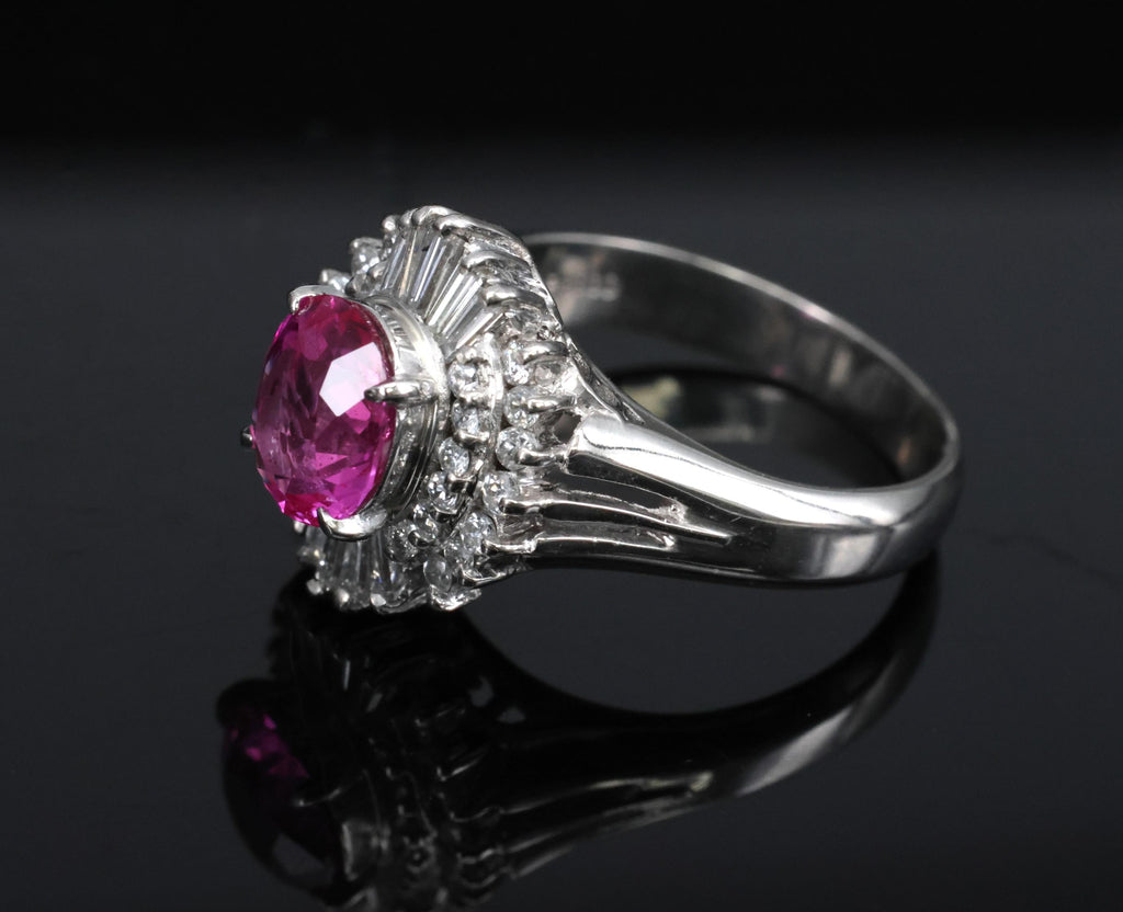 1.21ct GIA Burma No Heat Pink Sapphire & 0.40ct Diamond Platinum Ring, Size 4.5