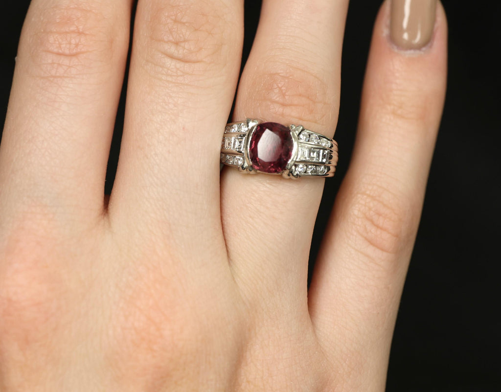 Rare 3.04ct GIA Certified Thai Ruby & 0.49ct Diamond Platinum Ring Size 6