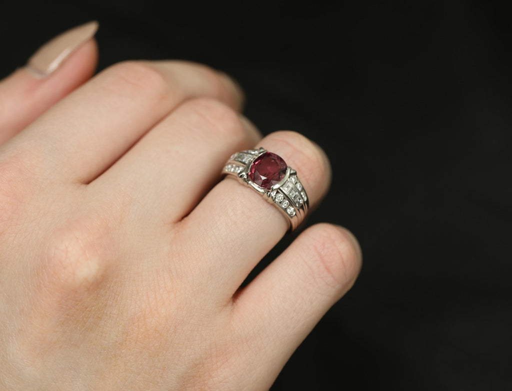 Rare 3.04ct GIA Certified Thai Ruby & 0.49ct Diamond Platinum Ring Size 6