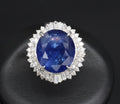 RARE! 13.80ct GIA Ceylon Blue Sapphire & 0.82ct Diamond Platinum Ring, Size 4.5