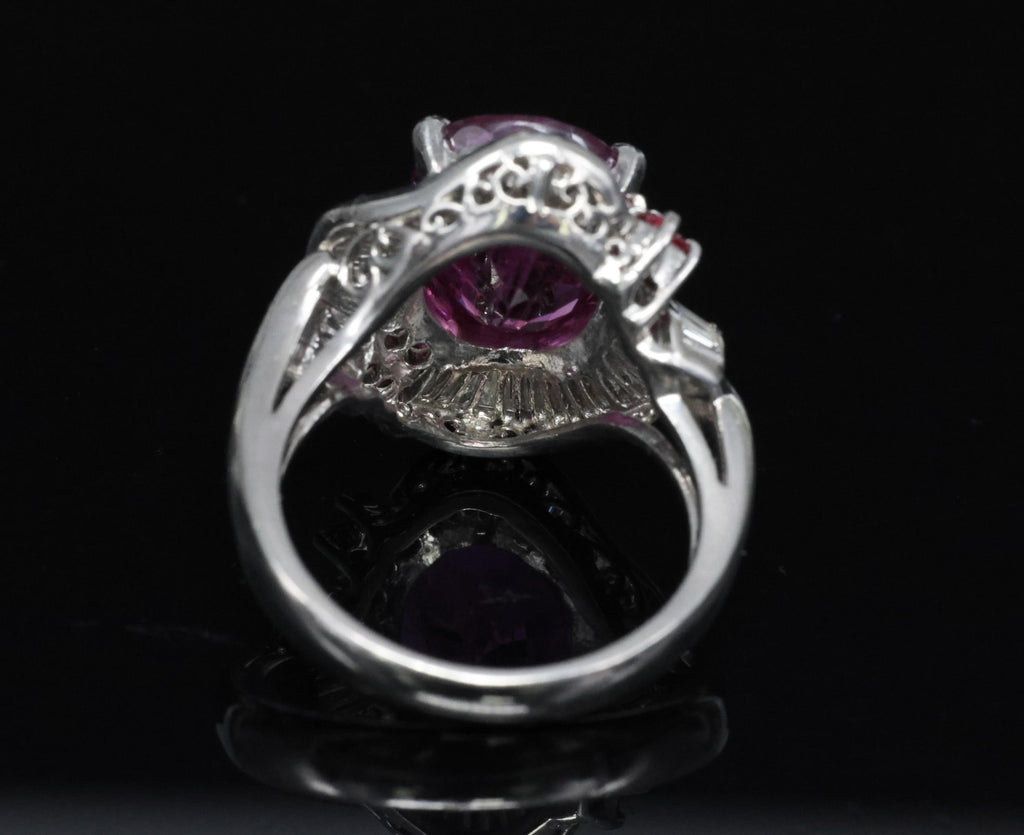 Rare 7.69ct GIA Pink Sapphire 1.02ct Diamond & Ruby Platinum Ring Size 7