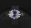 0.97ct Natural Violet Blue Sapphire & 0.17ct Diamond Platinum Ring Size 8.25