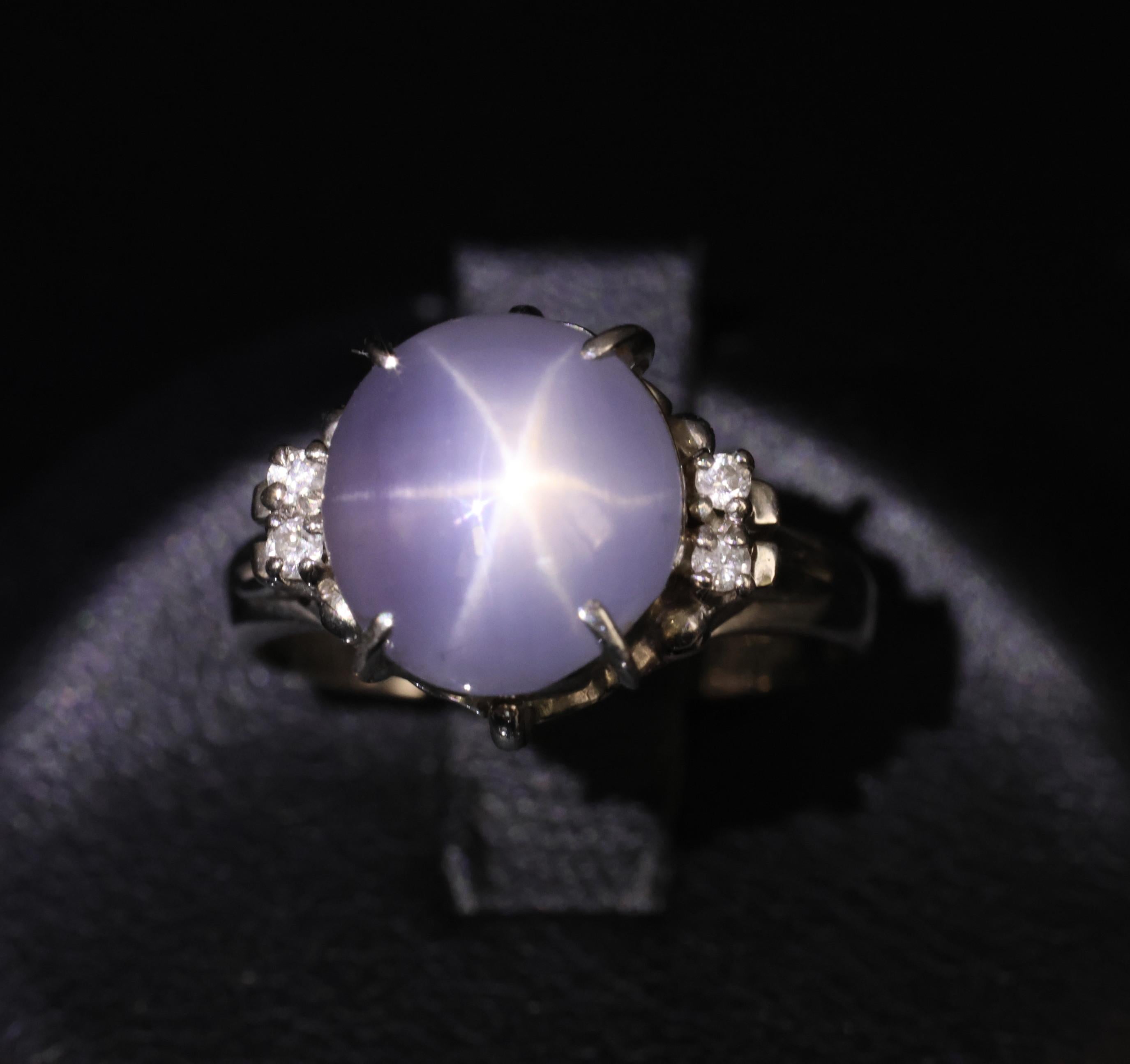 5.43ct Natural Purple  Star Sapphire & 0.06ct Diamond Platinum Ring, Size 5.5