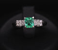 Fine Vintage 0.60ct Colombian Emerald & 0.20ct Diamond Platinum Ring Size 7