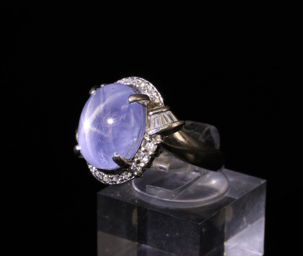 11.70ct GIA Natural Ceylon Star Sapphire & 0.89ct Diamond Platinum Ring Size 7
