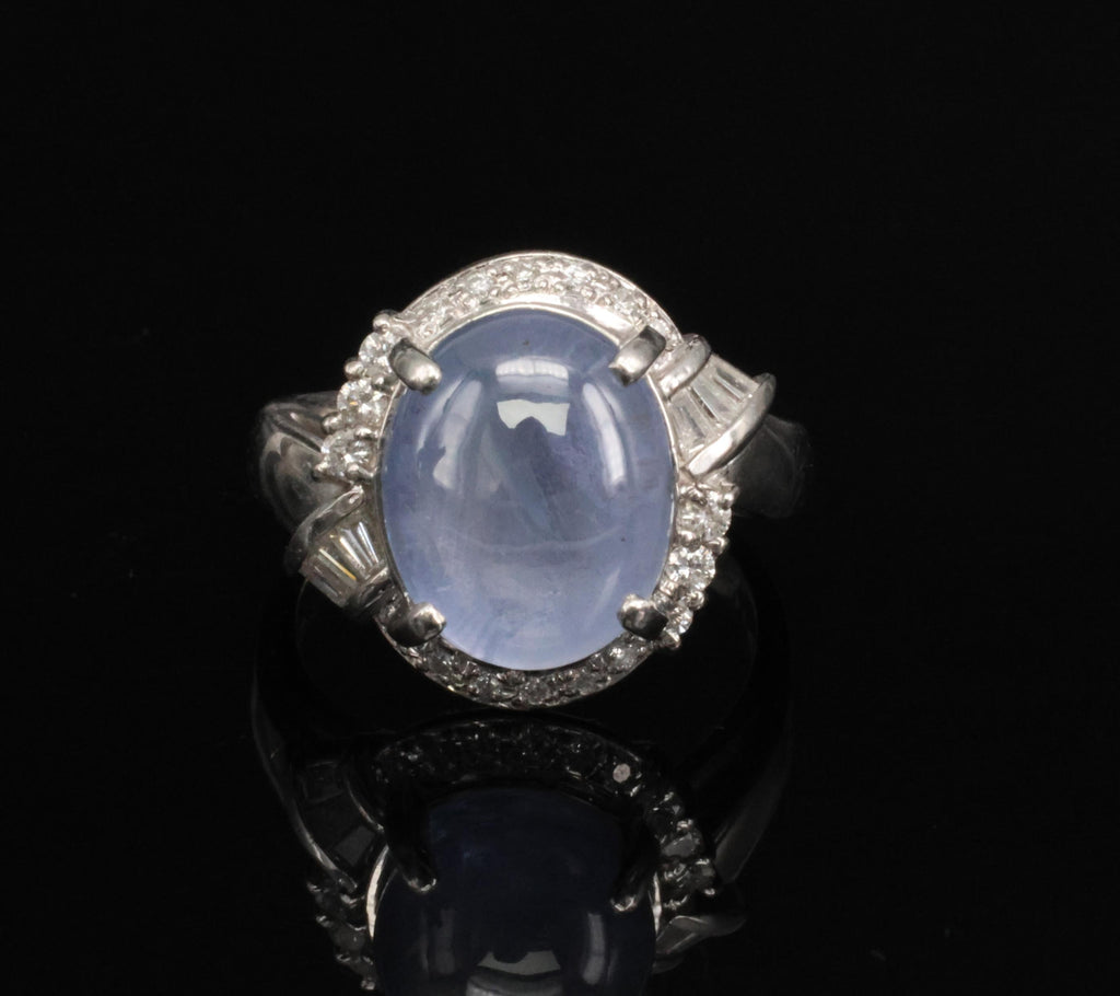 11.70ct GIA Natural Ceylon Star Sapphire & 0.89ct Diamond Platinum Ring Size 7