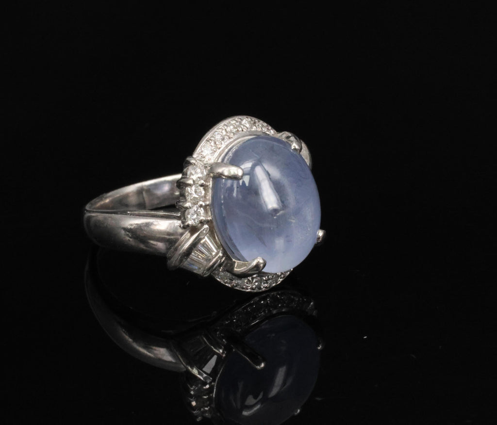 11.70ct GIA Natural Ceylon Star Sapphire & 0.89ct Diamond Platinum Ring Size 7