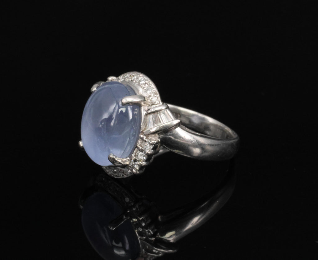 11.70ct GIA Natural Ceylon Star Sapphire & 0.89ct Diamond Platinum Ring Size 7