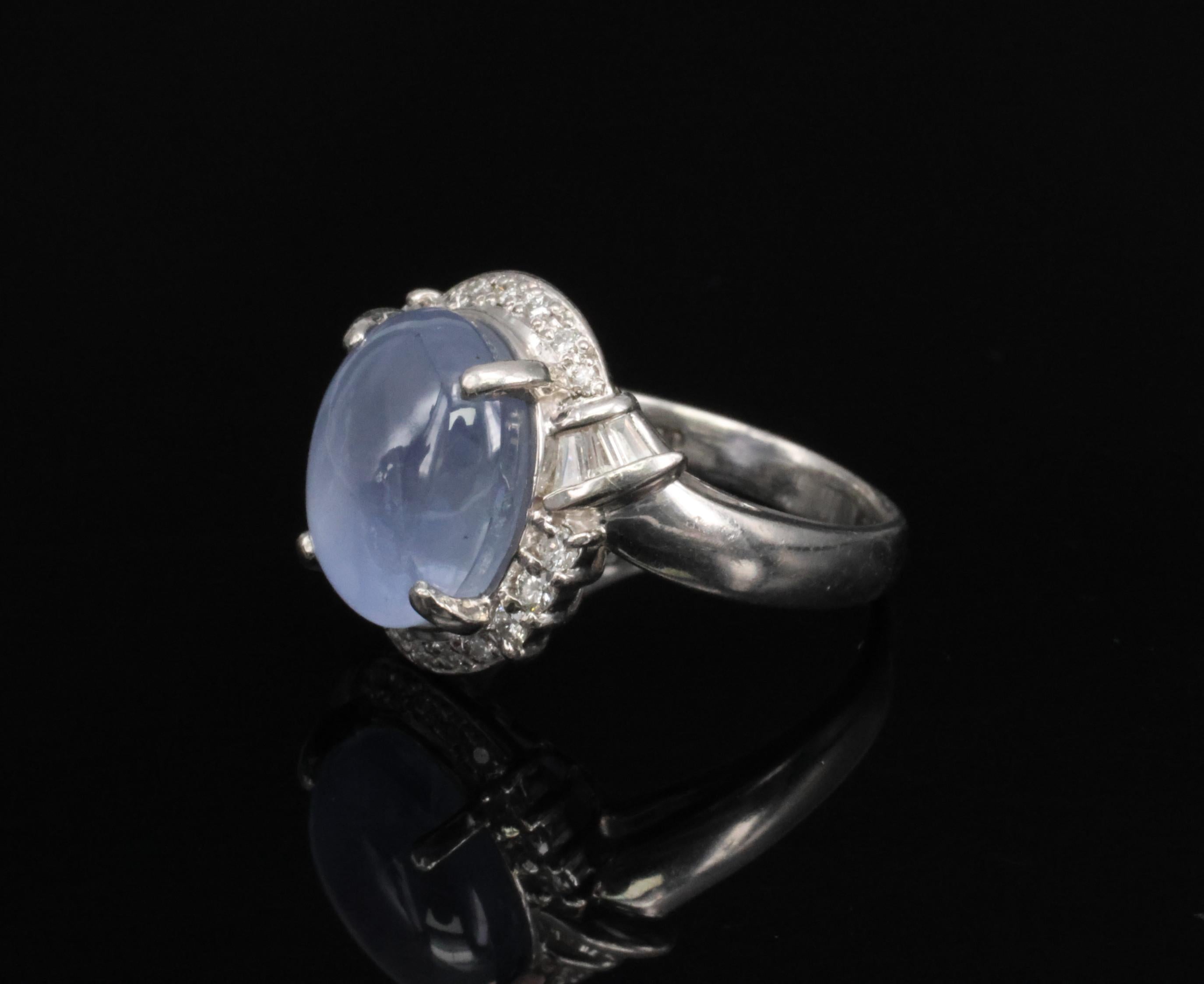 11.70ct GIA Natural Ceylon Star Sapphire & 0.89ct Diamond Platinum Ring Size 7