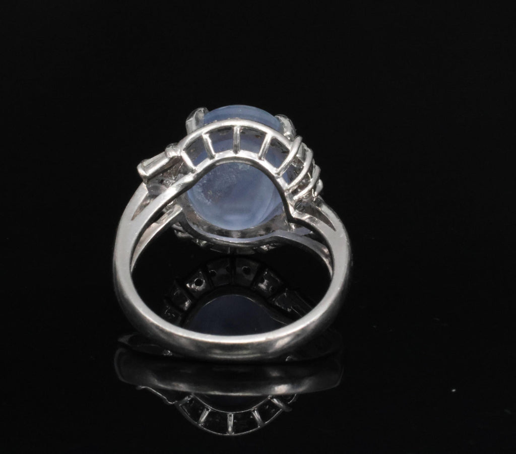 11.70ct GIA Natural Ceylon Star Sapphire & 0.89ct Diamond Platinum Ring Size 7