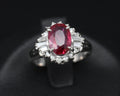 Vintage 1.11ct Intense Red Ruby & 0.29ct Diamond Platinum Ring Size 4.5, 4.84g