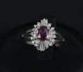 Vintage 0.75ct Ruby & 0.30ct Diamond Platinum Cocktail Cluster Ring Size 5.25