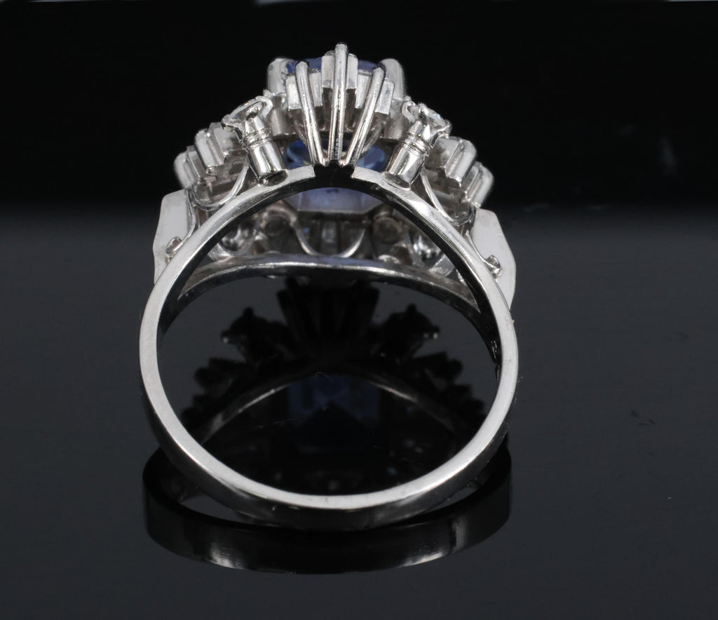 2.90ct GIA Ceylon No Heat Blue Sapphire & 1.33ct Diamond Platinum Ring Size 7.25