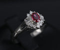 Vintage 0.23ct Ruby & 0.18ct Diamond Platinum Cocktail Ring Size 6.25