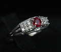 Vintage 0.40ct Vivid Red Ruby & 0.12ct Diamond Platinum Ring Size 6.75. 3.93g
