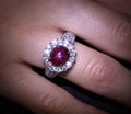 4.39ct Natural Untreated Star Ruby & 1.30ct Diamond Halo Platinum Ring, Size 7